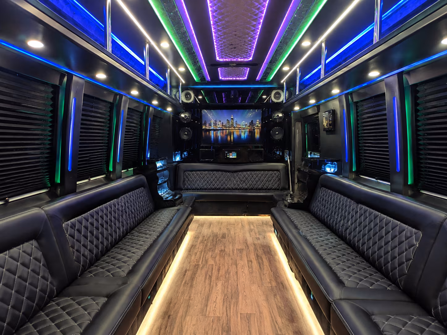 federal way 25 passenger party bus interior