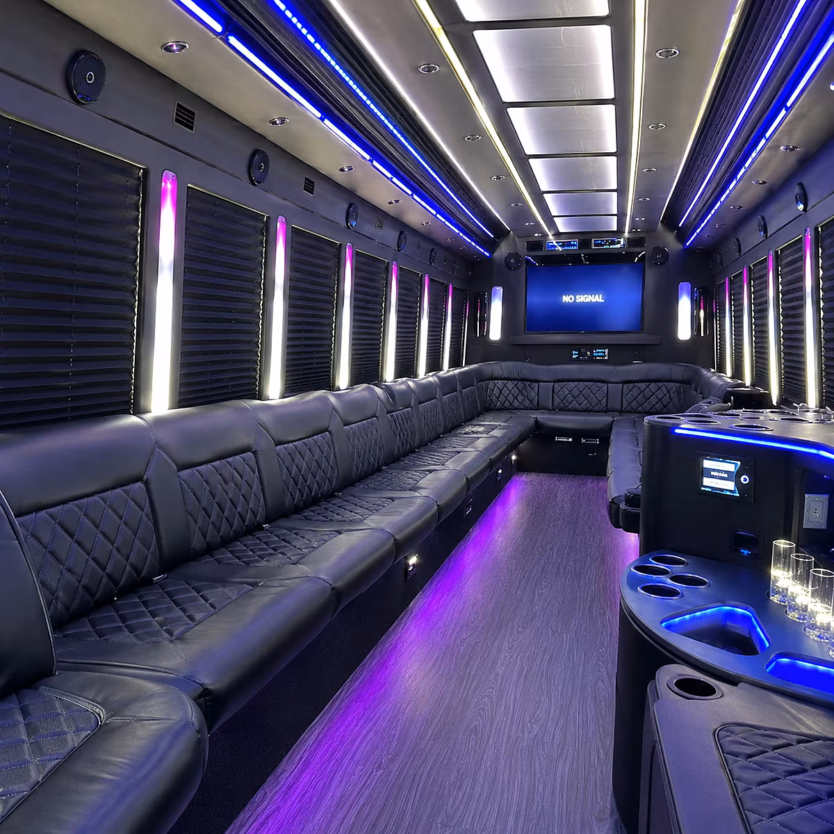 federal way 30 passenger party bus inside