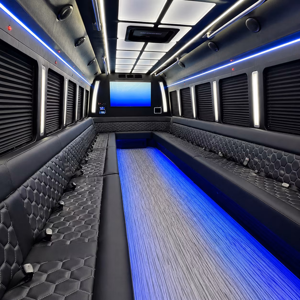 federal way 50 passenger party bus inside
